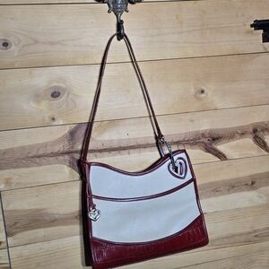 Elegant Red and White Women's Shoulder Bag